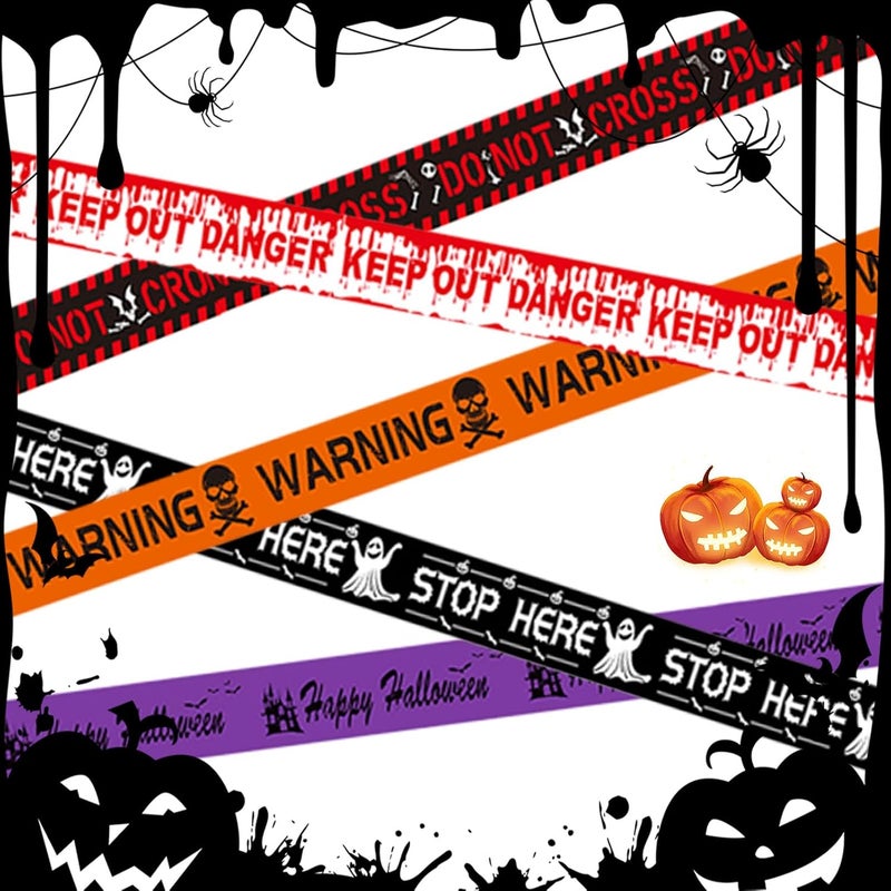 OZIO 5Pcs Halloween Caution Tape, 100 ft Reusable Zombie Tape Halloween Decoration Creepy Scary Decoration Tape for Party Haunted Houses - Image 1